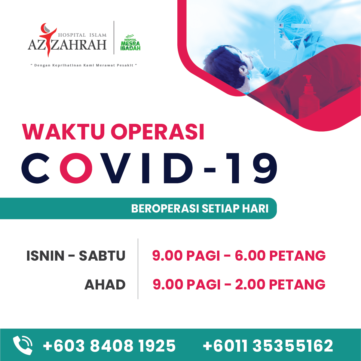 SARINGAN COVID-19, HOSPITAL ISLAM AZ-ZAHRAH 2021
