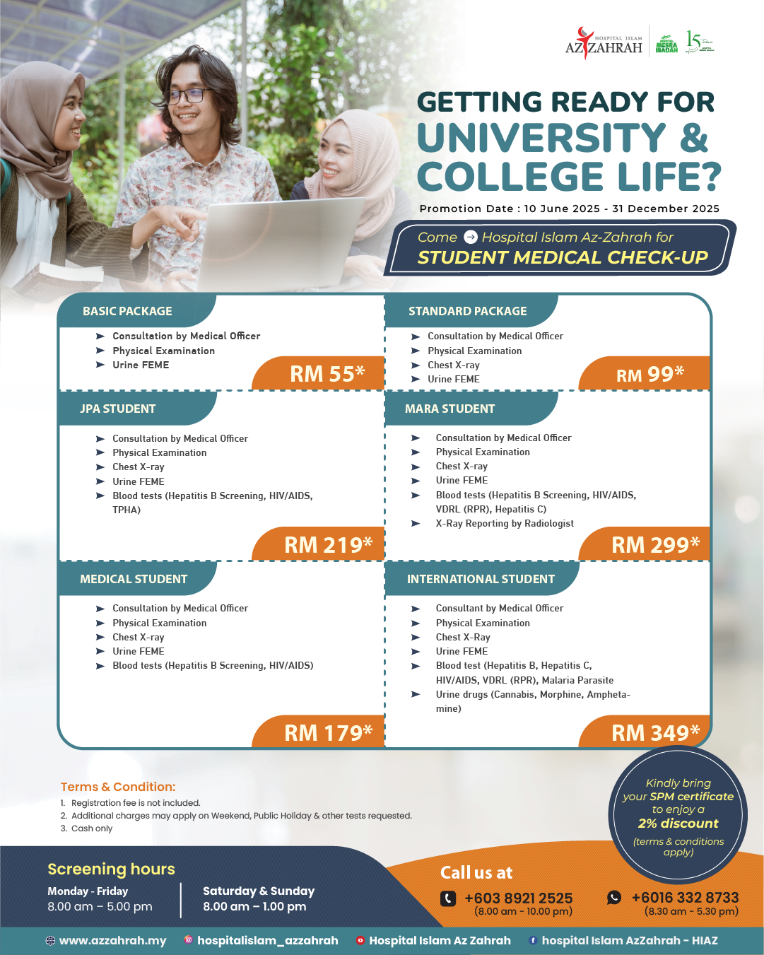 Pakej Medical Checkup & Universiti college
